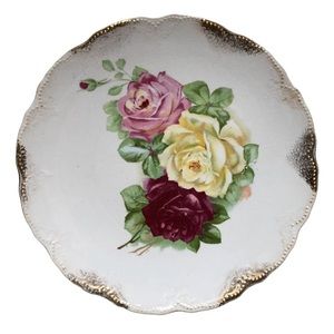 Antique K.T. & K. Co. Semi-Vitreous Porcelain Plate Medium Floral/Gold